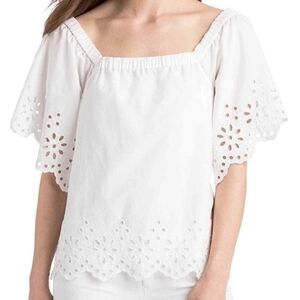 Vineyard Vines White Eyelet Lace Women's Top